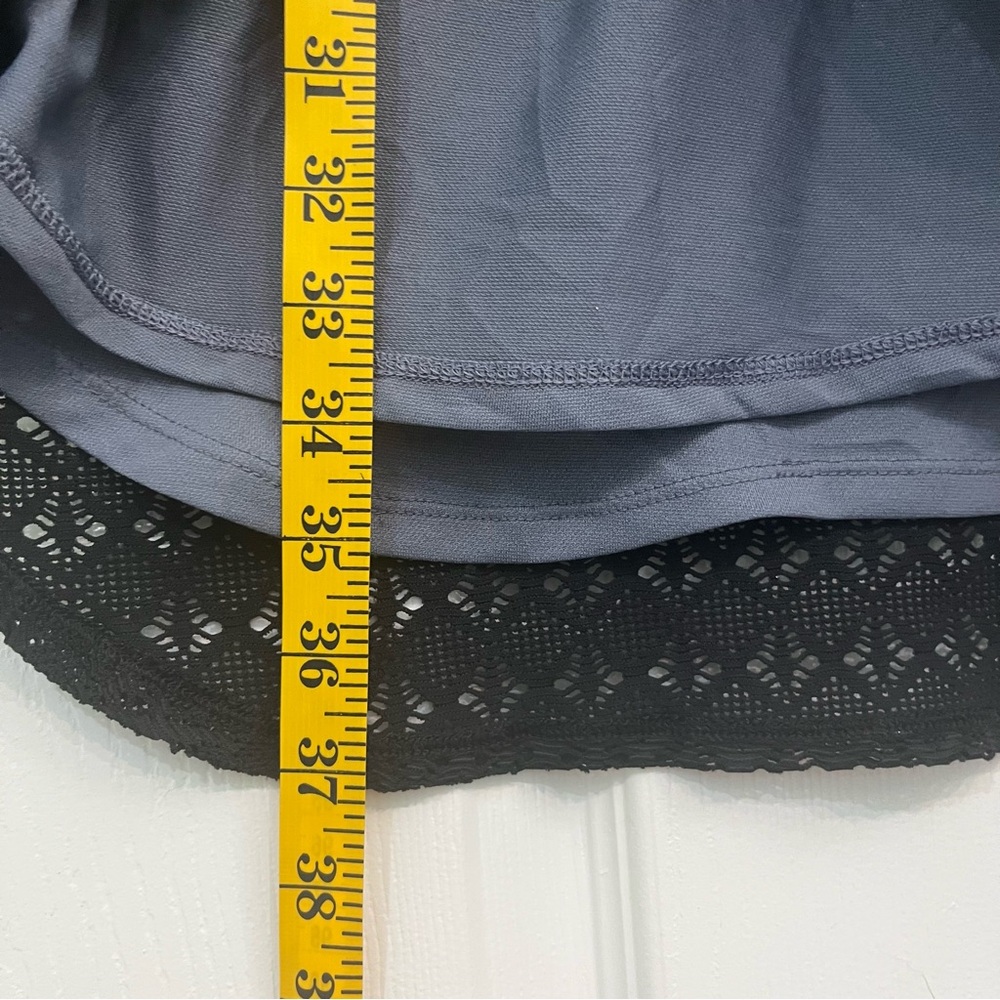 Athleta Black Blue Grey Lace Adjustable Stretch Women's Sporty Casual Tank Dress - Picture 5 of 13